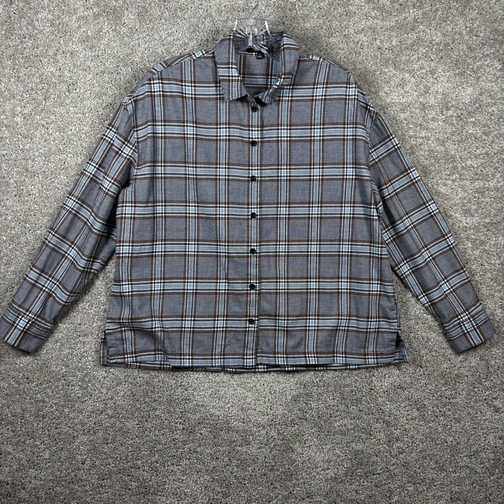 Madewell Womens Small Blue Brown Plaid Cotton Button Down Shirt CKP462740412